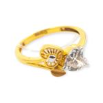 Adorable Gold Ladies Ring with Beautiful Heart Shape Stone and Design